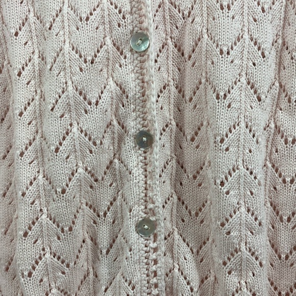 LL Bean Cardigan Women’s Size Large Light Pink Knit Button Up Linen/Cotton - Picture 4 of 8